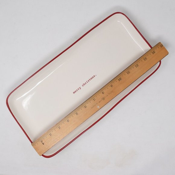 Rae Dunn Merry Christmas Platter Red Trim Type New - Picture 10 of 11